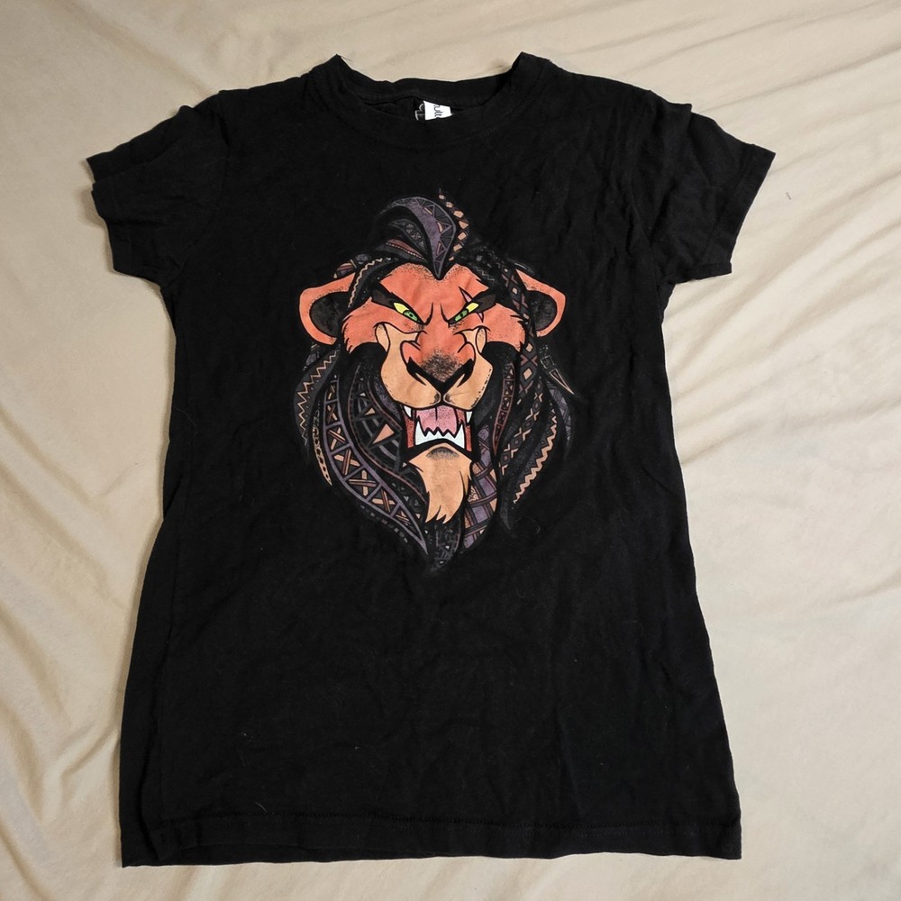 Disney’s The Lion King Scar Pattern Fill Head Shot Portrait T Shirt Sz M Black