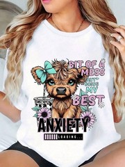 Highland Cow Women’s TShirt, Casual Chic – Casual Crew Neck Short Sleeve