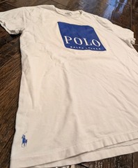 Polo Ralph Lauren Box Logo White T Shirt Classic Fit Med Vtg Retro Style Royal