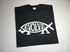 Evolve Athiest T shirt tee Evolution Fish Darwin Theory
