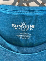 Sunshine Raised Blue Beach Girl Flip Flops Graphic Print Crew Neck T-Shirt XL