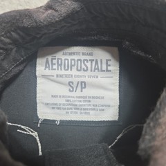 Aeropostale Aero Mercer St Motors 2 Button Black Shirt Y2K Preppy Faded Small