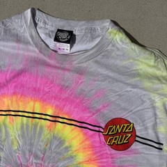 Santa Cruz Tie Dye T Shirt Men’s XL Skateboards Graphic Back Logo Pink Yellow