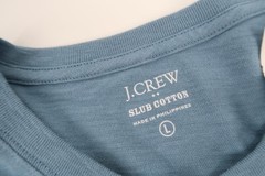 J CREW Henley Shirt Mens Large Blue Short Sleeve Tee Slub Cotton L1965 New