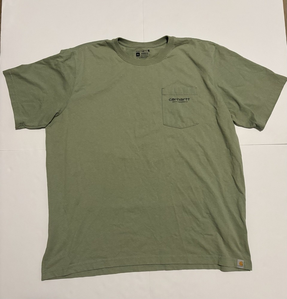 Carhartt Shirt Men 2XL Black Relaxed Craftsmanship Logo Pocket Tee Workwear 1889