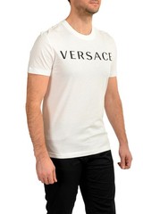 Versace Men’s White Logo Embellished Crewneck Short Sleeve T-Shirt US XL IT 54