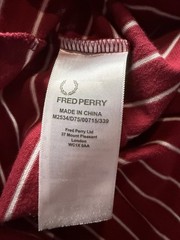 Fred Perry men’s casual T-shirt cotton striped red M2534 size XS