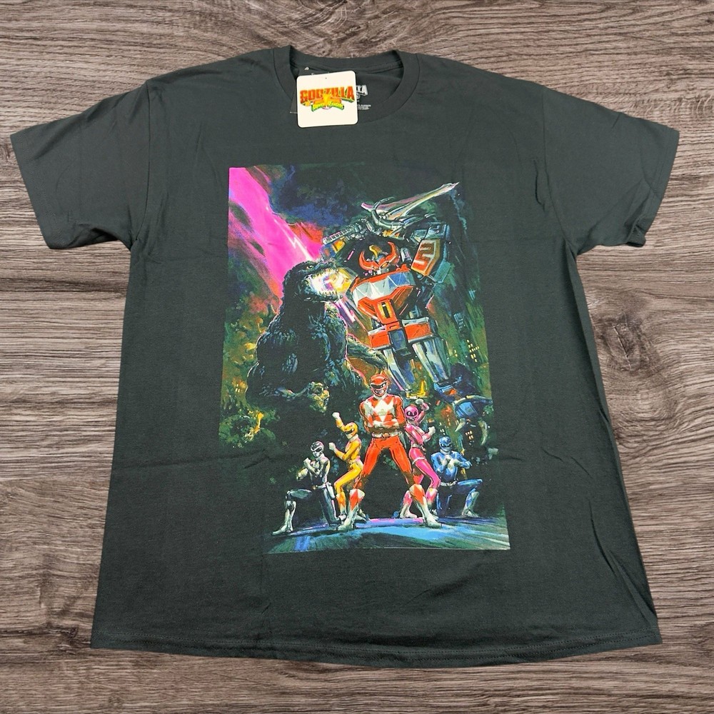 Godzilla Vs. Mighty Morphin Power Rangers Graphic T-Shirt Adult Size 3X-Large