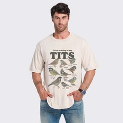 Stop Staring At My Tits Shirt Funny Bird Pun Graphic Tee