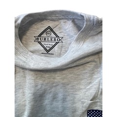 Burlebo Mens Heather Gray American Flag Pocket T-Shirt XXL NWT Short Sleeve I07