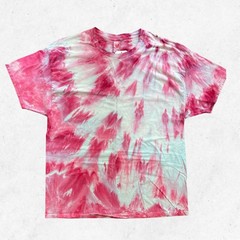 Tie Dyed Unisex Men’s T-shirt – Ice Dye Vibrant Pink Peony – Handmade (XLarge)