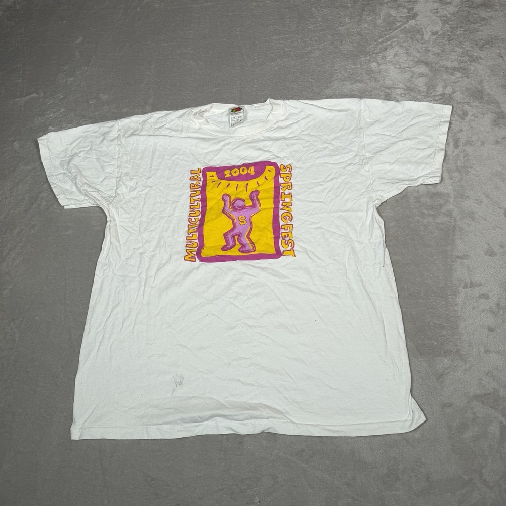 Vintage Keith Haring Shirt Mens Extra Large White Rare Pop Art Graphic Casual