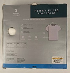 Perry Ellis Portfolio 3 Pack Crew Neck Tee White Cotton Blend Undershirt S M L