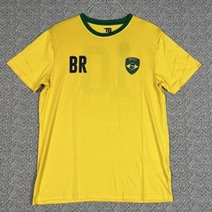 Brasil Soccer Football T-Shirt Yellow # 10 Brazil Flag Logo Medium Athletic Tee