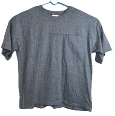 Oversized Heather Gray Short Sleeve T-Shirt With Ribbed Collar & Chest Pocket XL