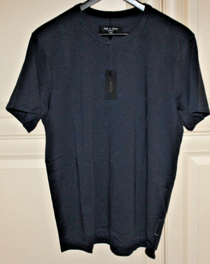 Rag & Bone Classic Slub Jersey Lightweight Navy Blue (Not Black) Men Med T-Shirt