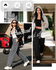 4 Pack Women’s Wide Leg Sweatpants Drawstring Lounge Joggers Women Straight XXL