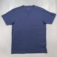 Goodlife Shirt Mens XL V-Neck Navy Short Sleeve Cotton Poly Straight Hem Peru
