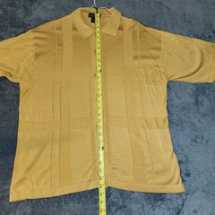 Intro Men’s Short Sleeve Button Front Shirt Mustard Yellow Textured Geometric