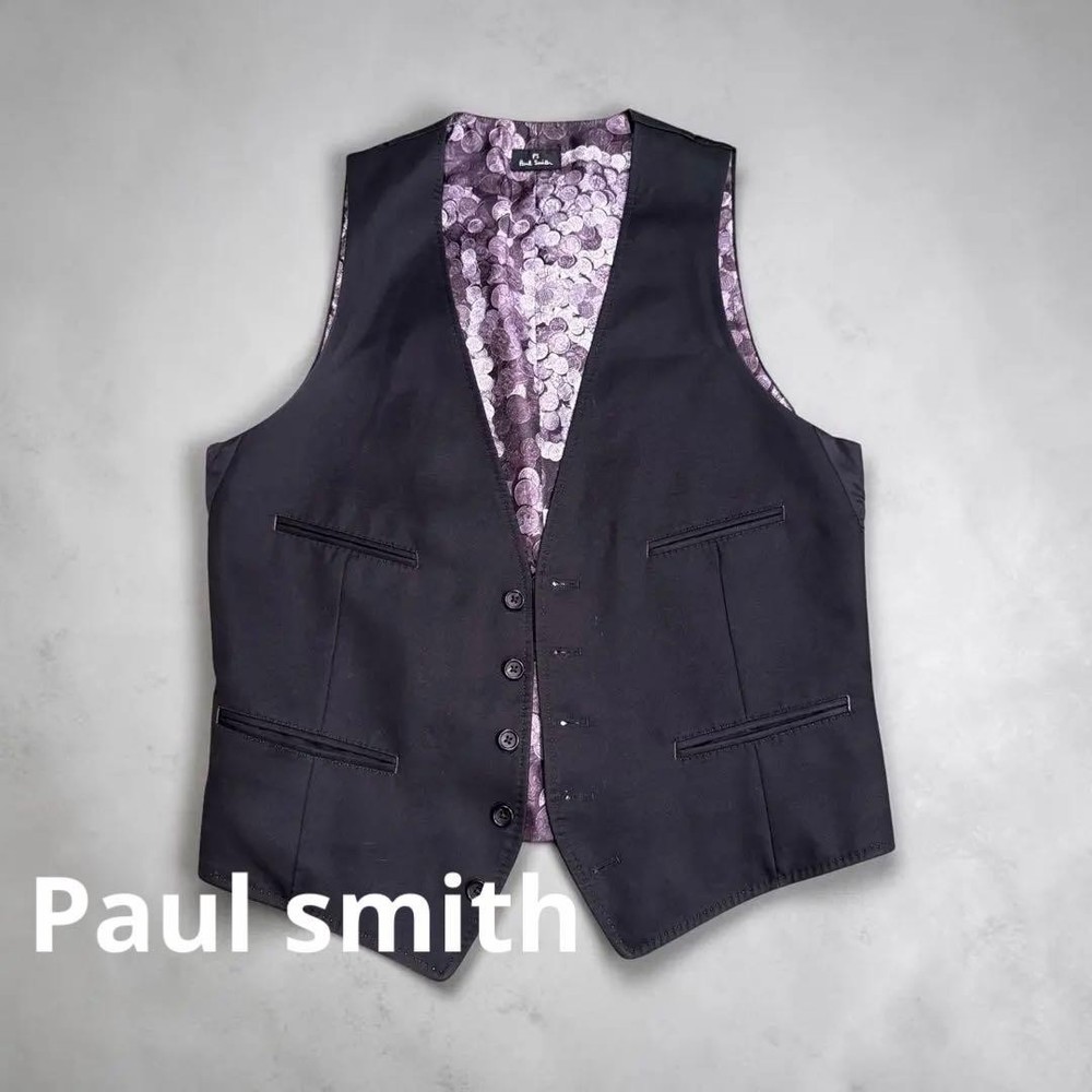 Paul Smith Black Vest Gilet Coin-Lined Casual Formal Japan For 14+