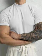 Camiseta De Manga Corta Con Cuello De Pico Para Hombre Moda Ajustada Casual Lujo