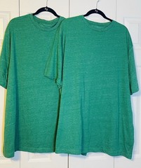 Set of 2-Men’s Green Solid Crew Neck Short Sleeve T-Shirt 3XL. Poly/Cotton/Rayon