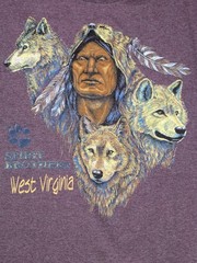 Vtg 90s Jerzees Wolf Native American Spirit Brothers West Virginia Tee USA L