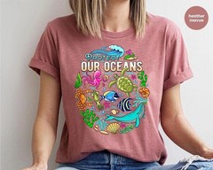 Colorful Sea Life Comfort Tee Protect Our Ocean Planet