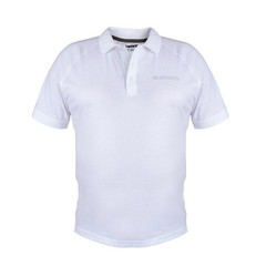 SHIMANO Short Sleeve Polo Shirt White Cotton 100% Fishing Sport Surf Casting