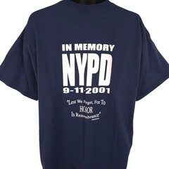 Vintage September 11 T Shirt Mens Size 2XL Blue Y2K 911 In Memory NYPD
