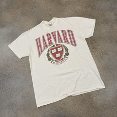Vintage 90s Harvard University Crest Tee Shirt Fits Large Galt Sand White 1990s