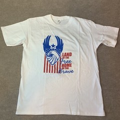 Shirt L Vote Land Free Home Brave Eagle Flag Patriotic American July USA