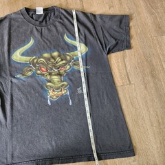 Vintage 90s The Rock Layin The Smack Down WWF Brahma Bull Tshirt Size L Black