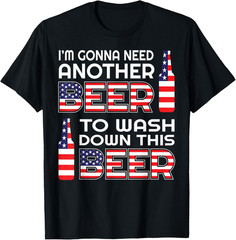 Funny Beer Drinking USA Flag 4th of July T-Shirt T Shirt
