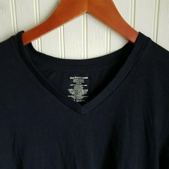 Polo Ralph Lauren Shirt Mens Small Navy Blue V Neck Pony Logo Tagless Cotton Tee