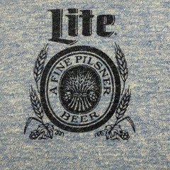 Vintage Miller Lite Beer Shirt Mens Large Gray Ringer Made USA 80s Soft