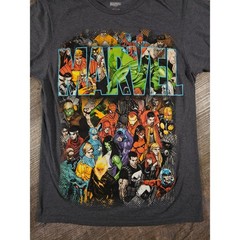 Marvel Comics Superheroes Graphic T-Shirt Charcoal Heather Gray Small SM