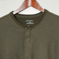 UNTUCKit Schrock Henley Shirt Mens Large Green Waffle Thermal Long Sleeve