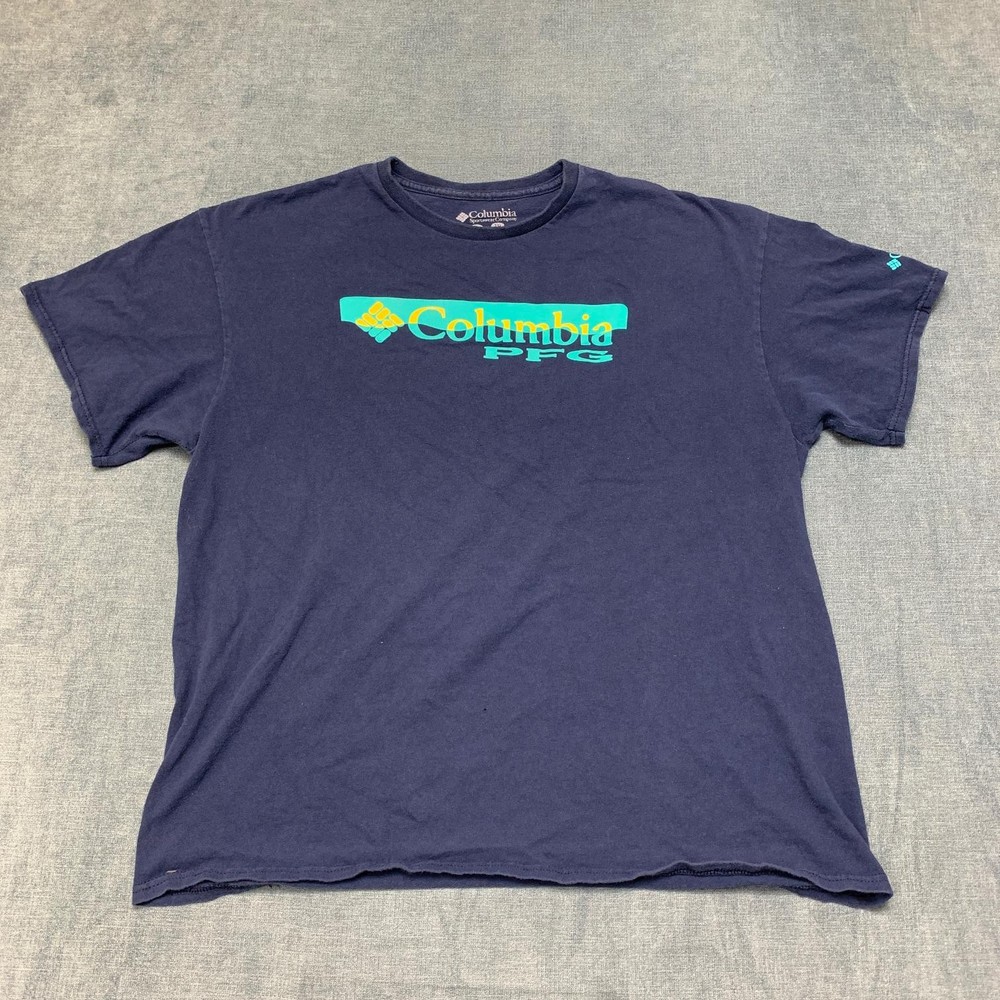 Columbia Sportswear Company T Shirt Mens XL Blue Cotton Wordmark Logo Comfort