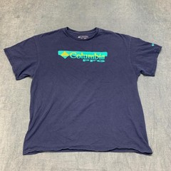 Columbia Sportswear Company T Shirt Mens XL Blue Cotton Wordmark Logo Comfort