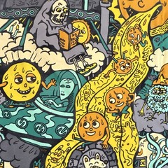 Killer Acid Men’s Black Gray Yellow Cotton Tie Dye Sun Graphic T-Shirt Size M