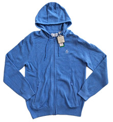 Penguin Hoodie Sweater Long Sleeve Mens Blue Large Zip Up Pockets $125 NWT