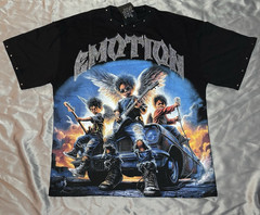 Mixed Emotion Men’s X-Large Black Graphic Rhinestone Studded Crew Neck T-Shirt