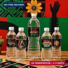 140 Pcs Black History Month Water Bottle Labels, 8.6″ x 2″ Waterproof Freedom Da
