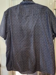 Threadcraft Men’s 2XL Blue Geometric Short Sleeve Button-Up Shirt w/ Pockets