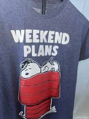 Peanuts Snoopy Blue Graphic T-shirt Weekend Plans Size S Movie Cartoon
