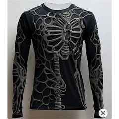 3D Printed Skull Print Men’s T-shirt Autumn Casual Long Sleeved Round Neck…