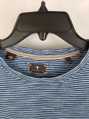 Left Coast Tee Shirt M Striped Blue Peru Cotton Casual Outdoors Comfort