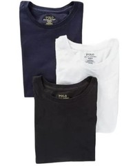3 POLO RALPH LAUREN S M L XL SLIM FIT COTTON BLACK WHITE BLUE CREW NECK T SHIRTS