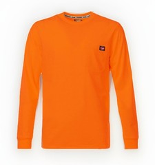 NEW Wrangler Workwear Men’s Hi-Vis Orange Long Sleeve Pocket T-Shirt Size Large